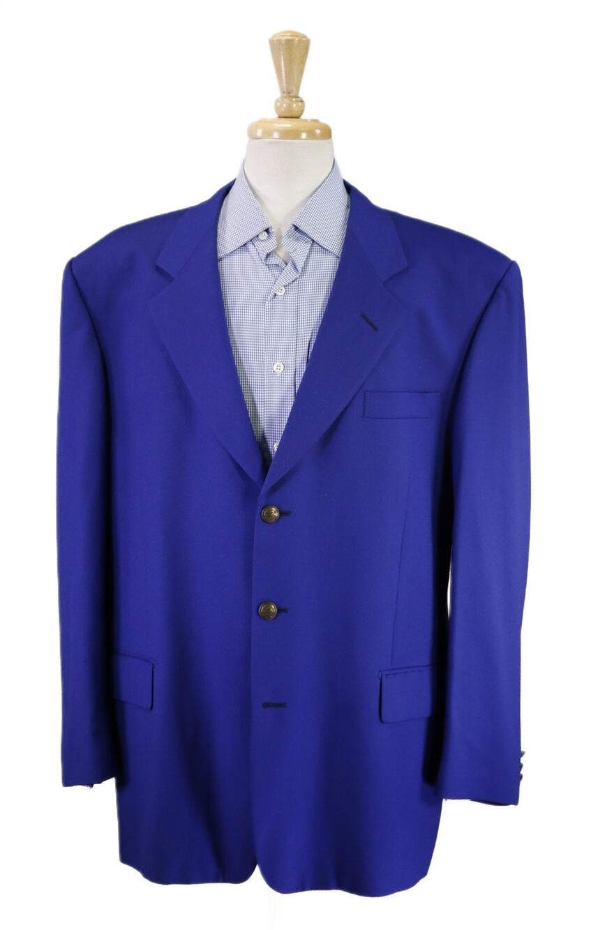 Bernini Beverly Hills Vintage Royal Blue Wool Fleece 3-Btn Blazer Jacket 44R